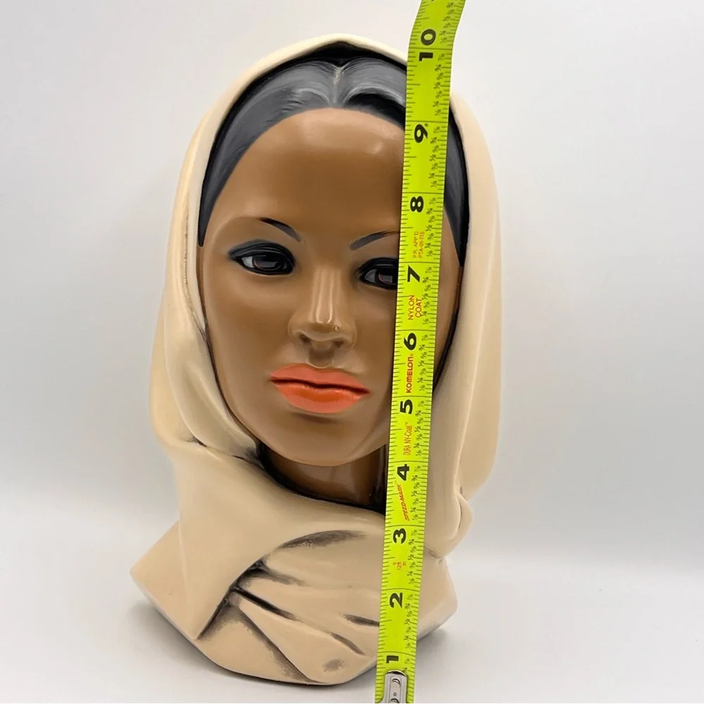 Vtg MCM MARWAL Chalkware Bust Middle Eastern Woman India Headscarf Hijab 10.5